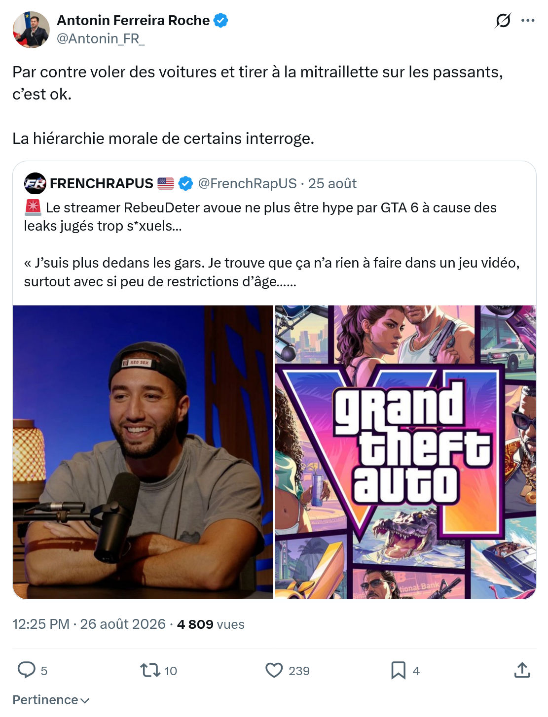 Antonin Ferreira Roche: Par contre voler des voitures...