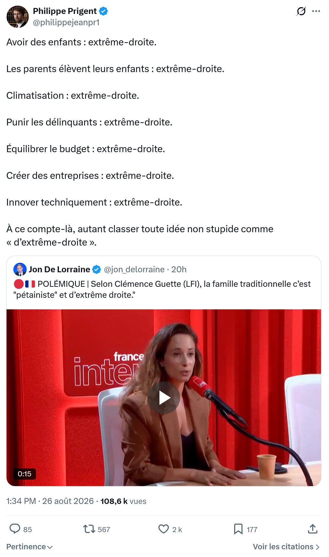 Philippe Prigent: Avoir des enfants : extrême-droite...