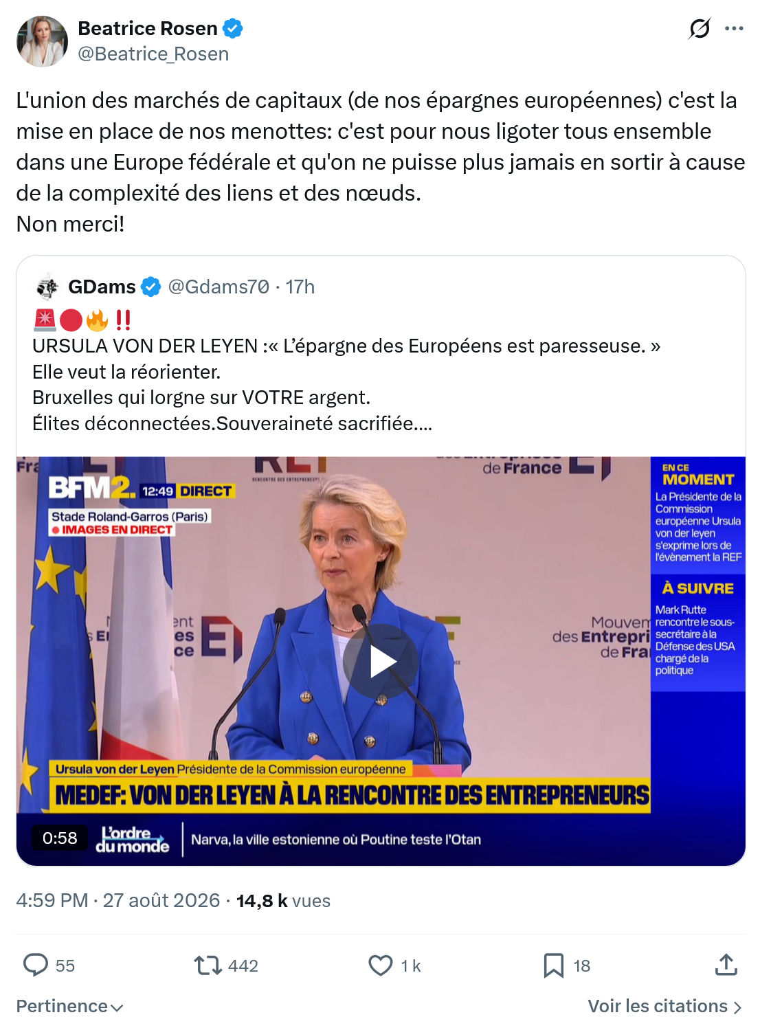 Béatrice Rosen: L'union des marchés de capitaux...