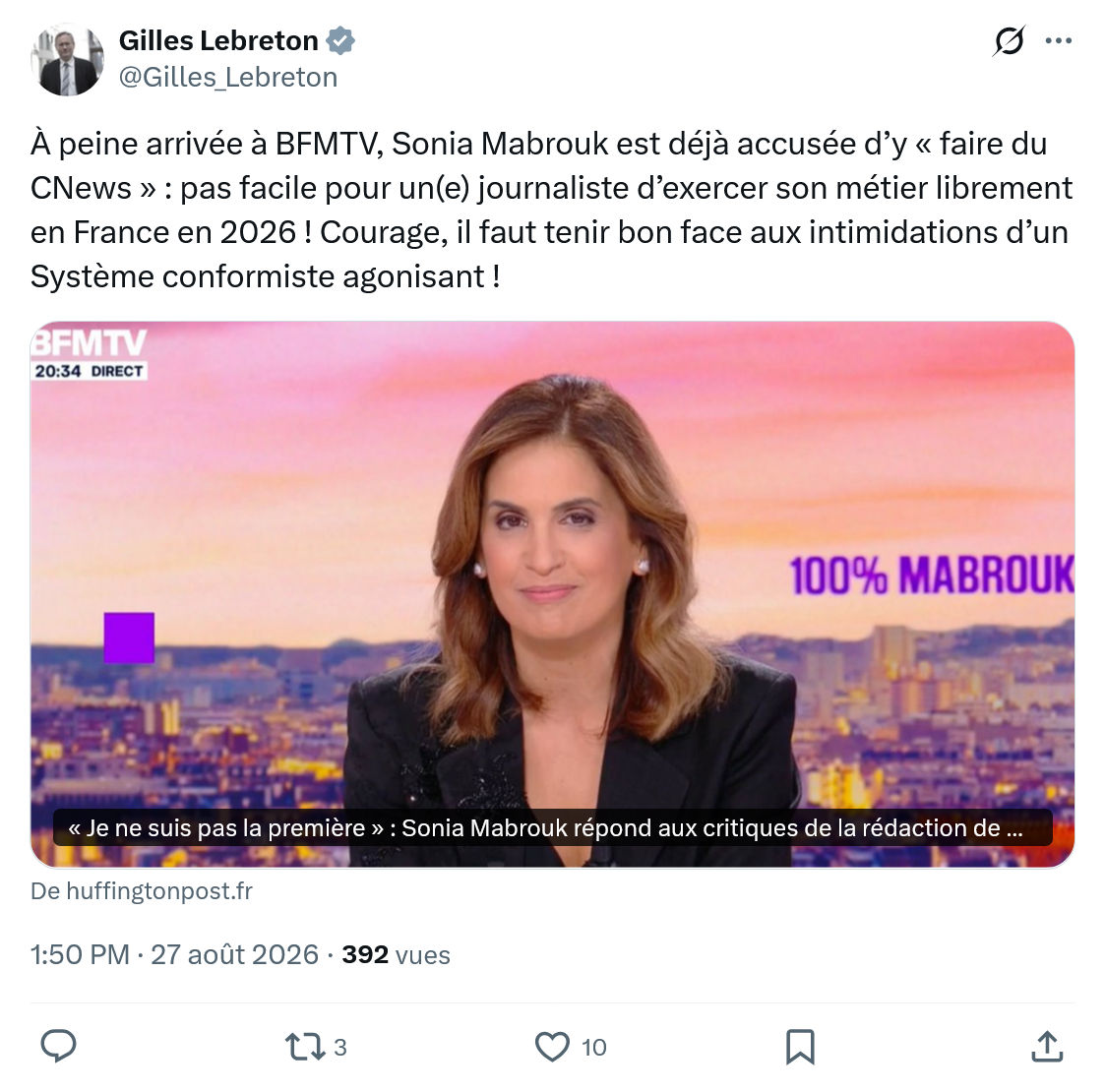 Gilles Lebreton: À peine arrivée à BFMTV...