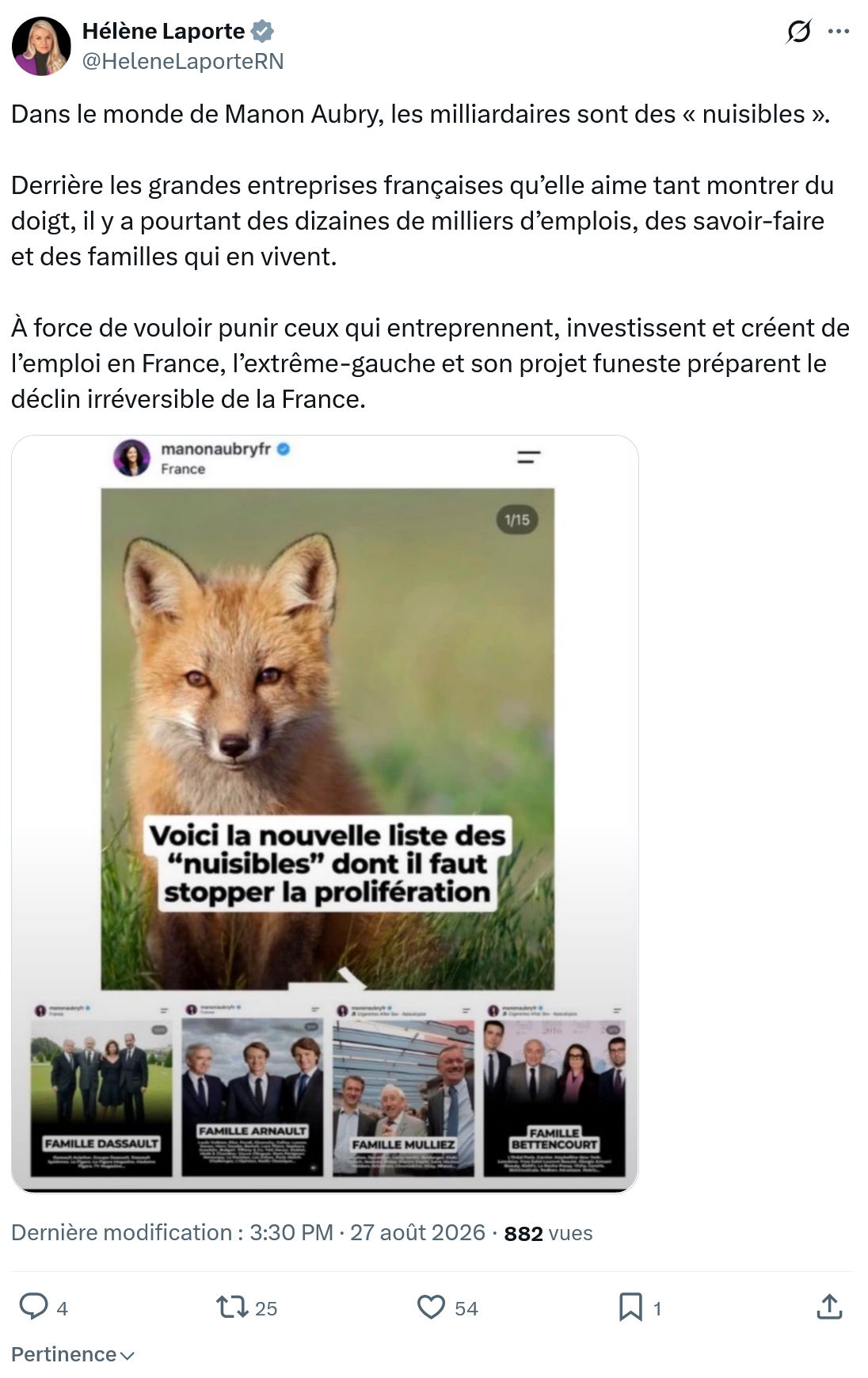 Hélène Laporte: Dans le monde de Manon Aubry...
