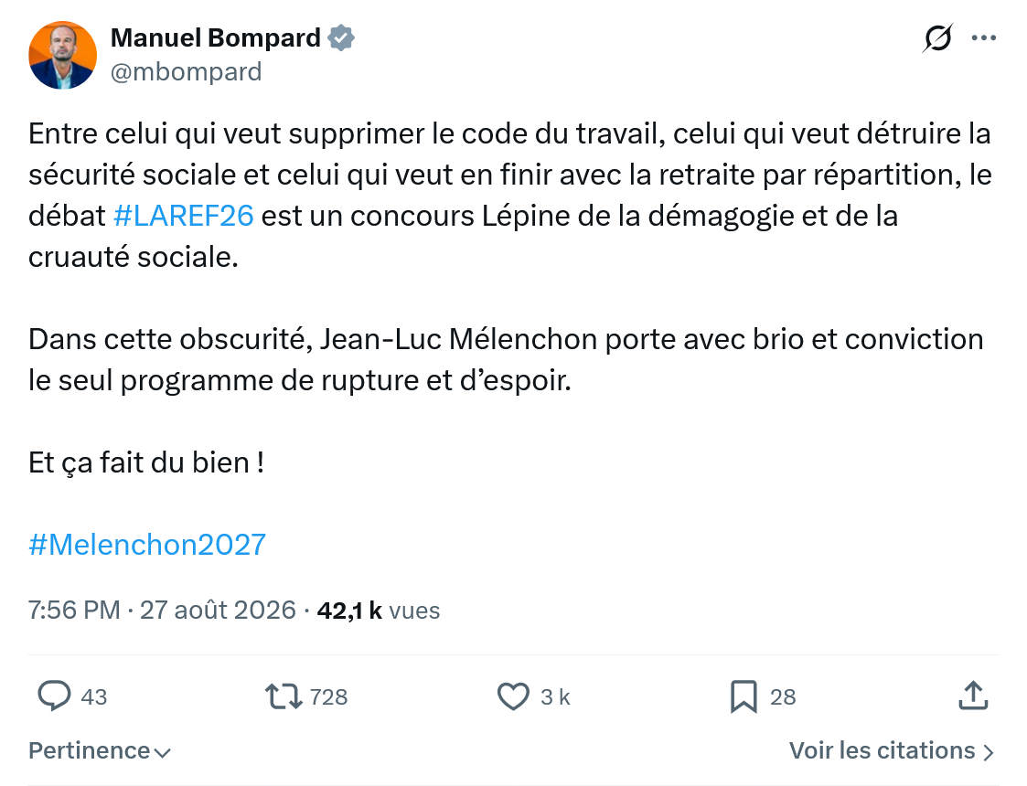 Manuel Bompard: Entre celui qui veut supprimer...