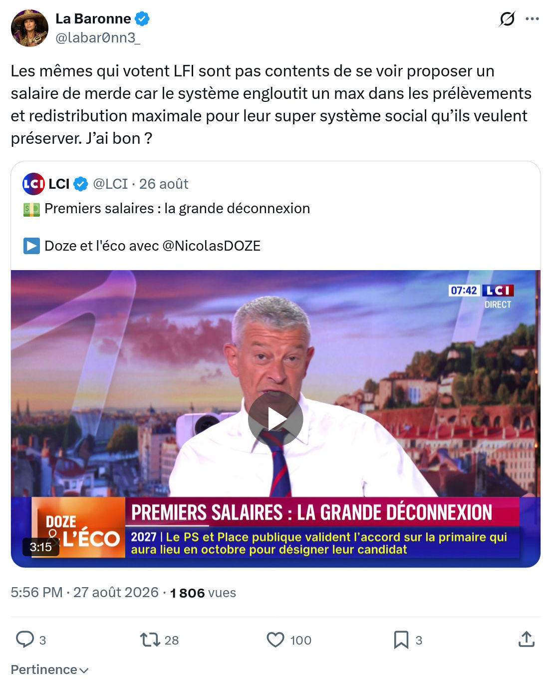 La Baronne: Les mêmes qui votent LFI...