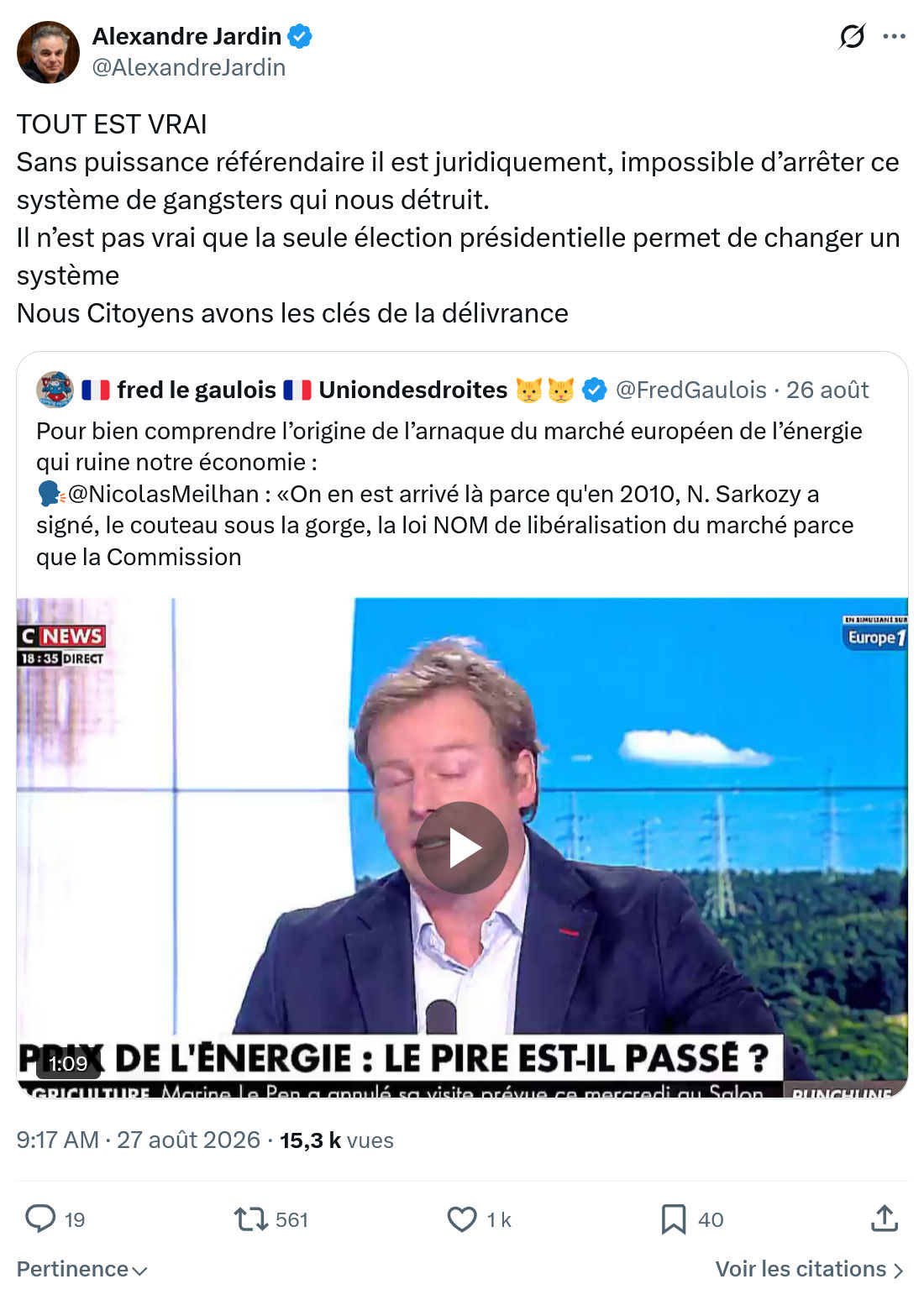 Alexandre Jardin: Sans puissance référendaire...