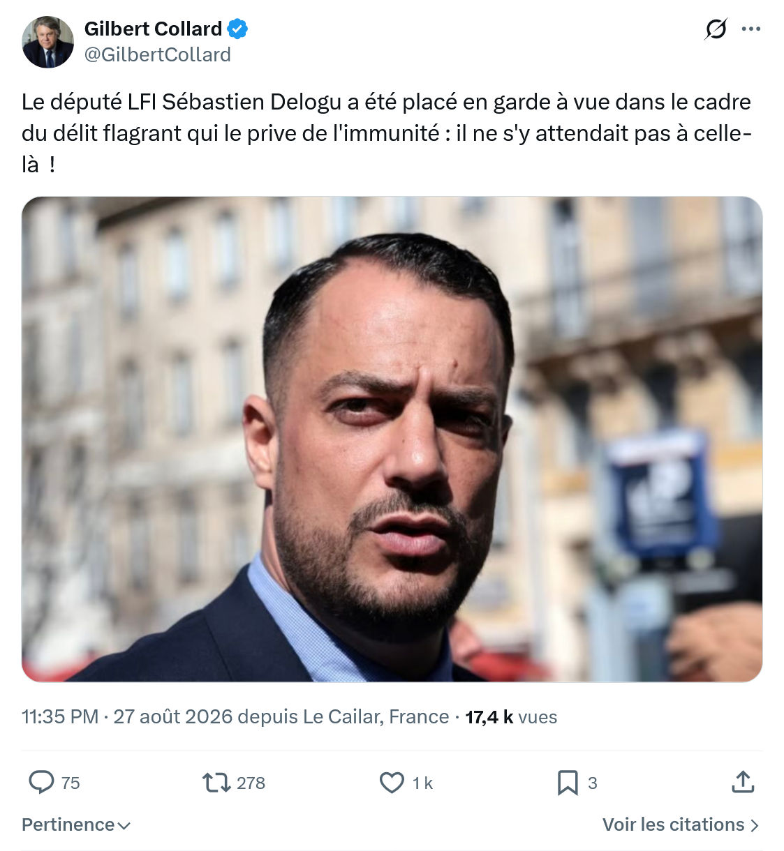 Gilbert Collard: Le député LFI Sébastien Delogu...