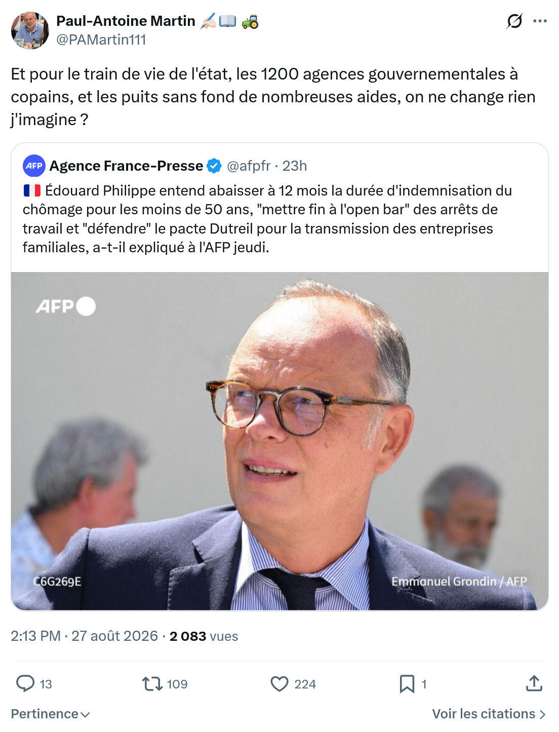 Paul-Antoine Martin: Et pour le train de vie de l'état...