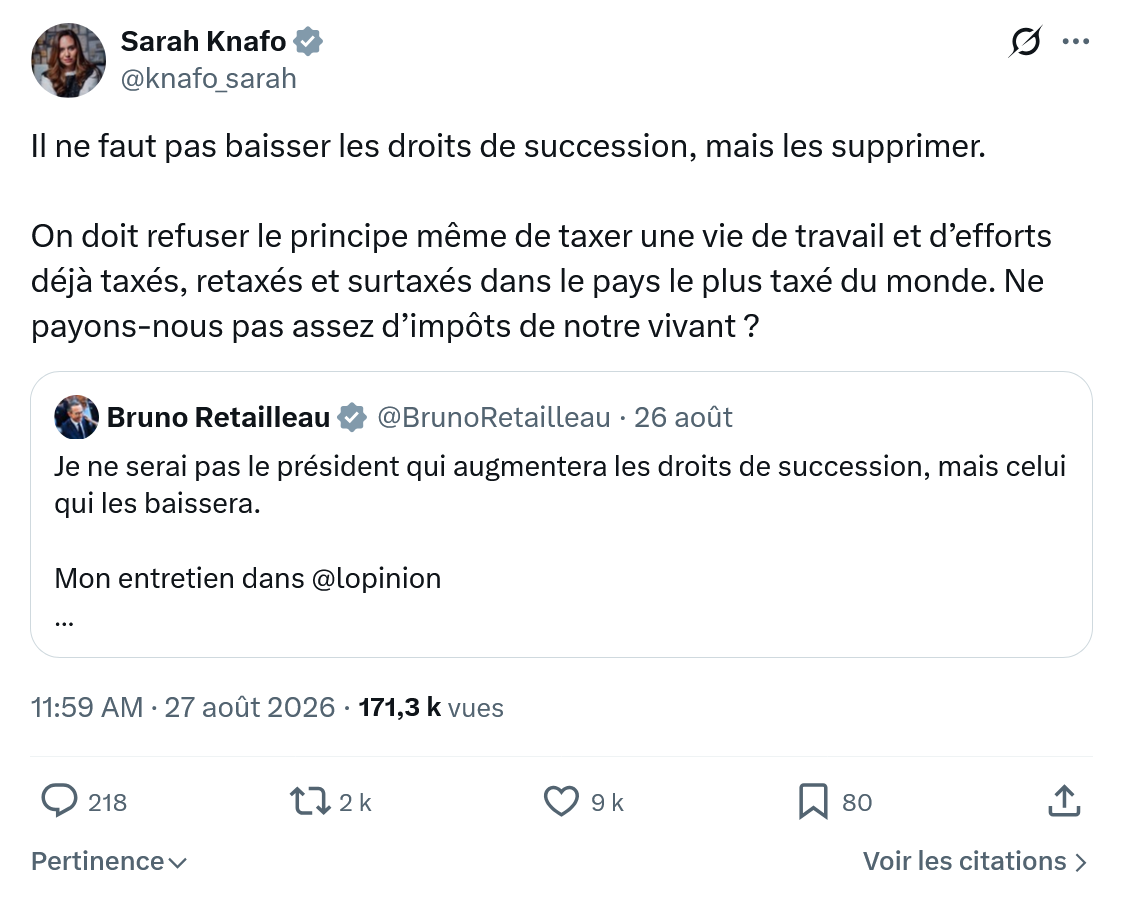Sarah Knafo: Il ne faut pas baisser les droits...