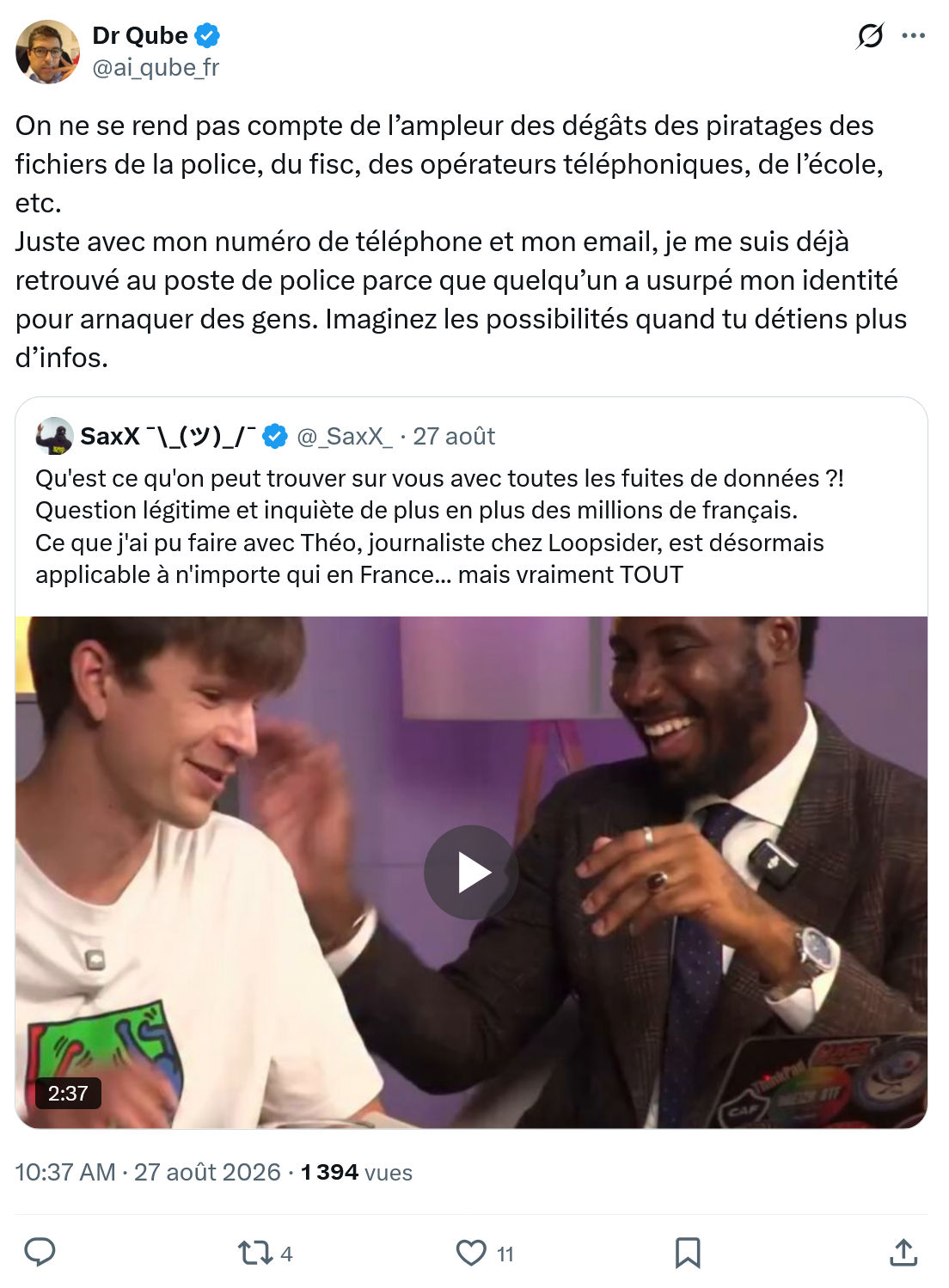 Dr Qube: On ne se rend pas compte de l’ampleur...