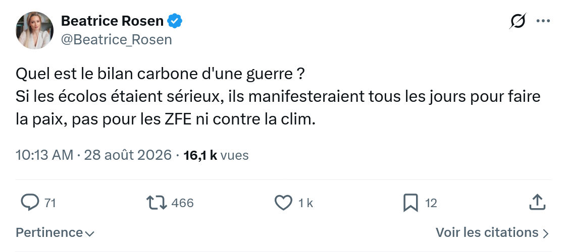 Béatrice Rosen: Quel est le bilan carbone d'une guerre...