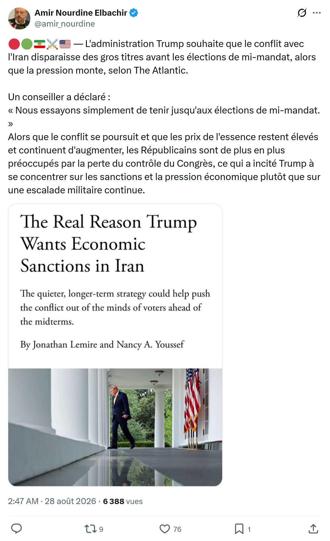 Amir Nourdine Elbachir: L'administration Trump souhaite...