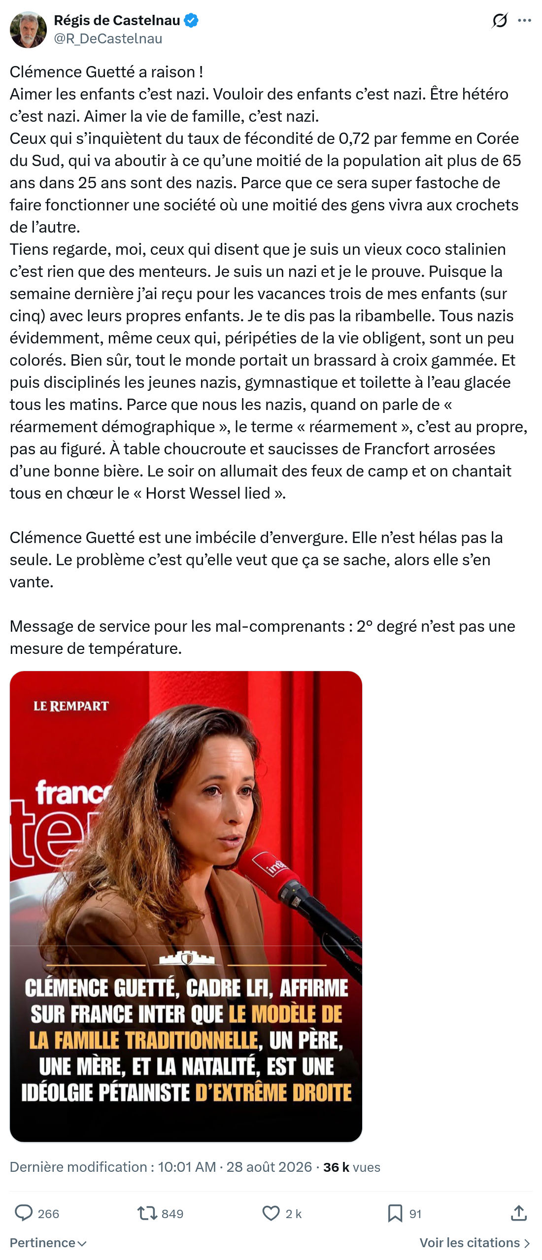 Régis de Castelnau: Clémence Guetté a raison...