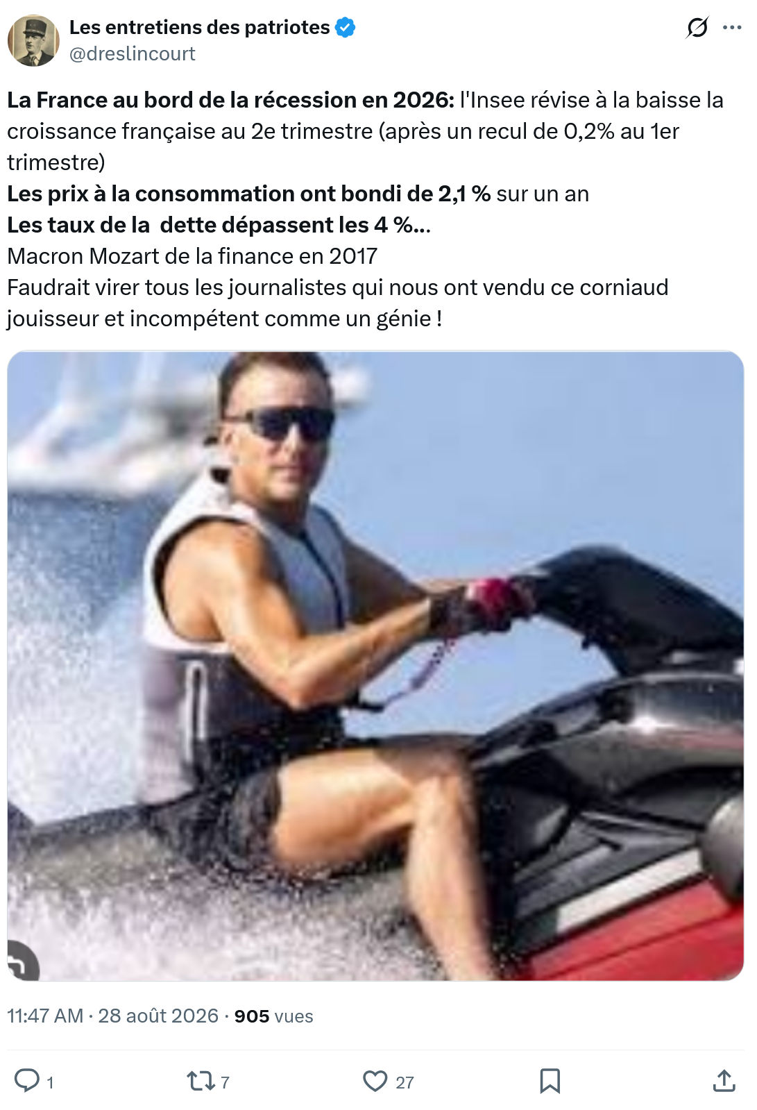 Marquis de Dreslincourt: La France au bord de la récession...