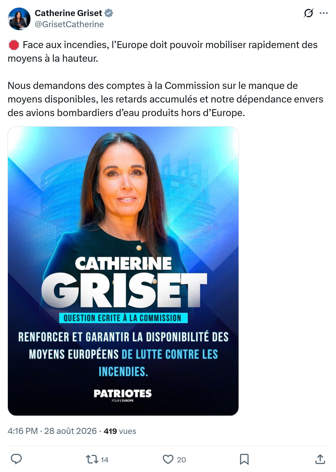 Catherine Griset: Face aux incendies, l’Europe...