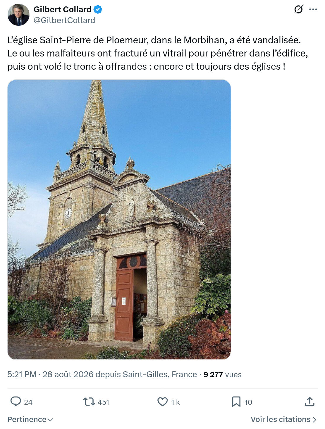 Gilbert Collard: L’église Saint-Pierre de Ploemeur...
