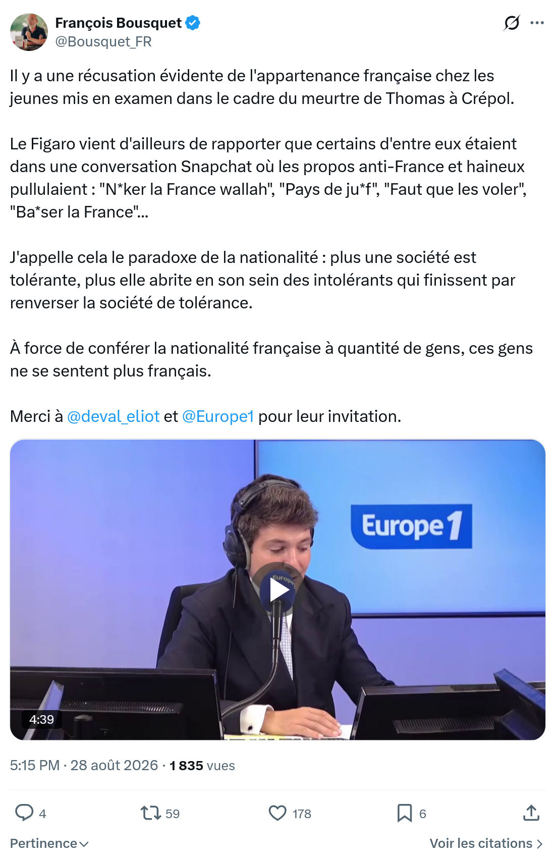 François Bousquet: Il y a une récusation évidente...