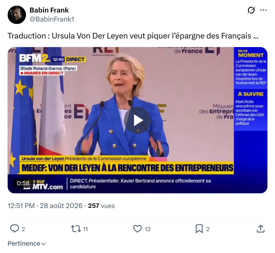 Frank Babin: Traduction : Ursula Von Der Leyen...