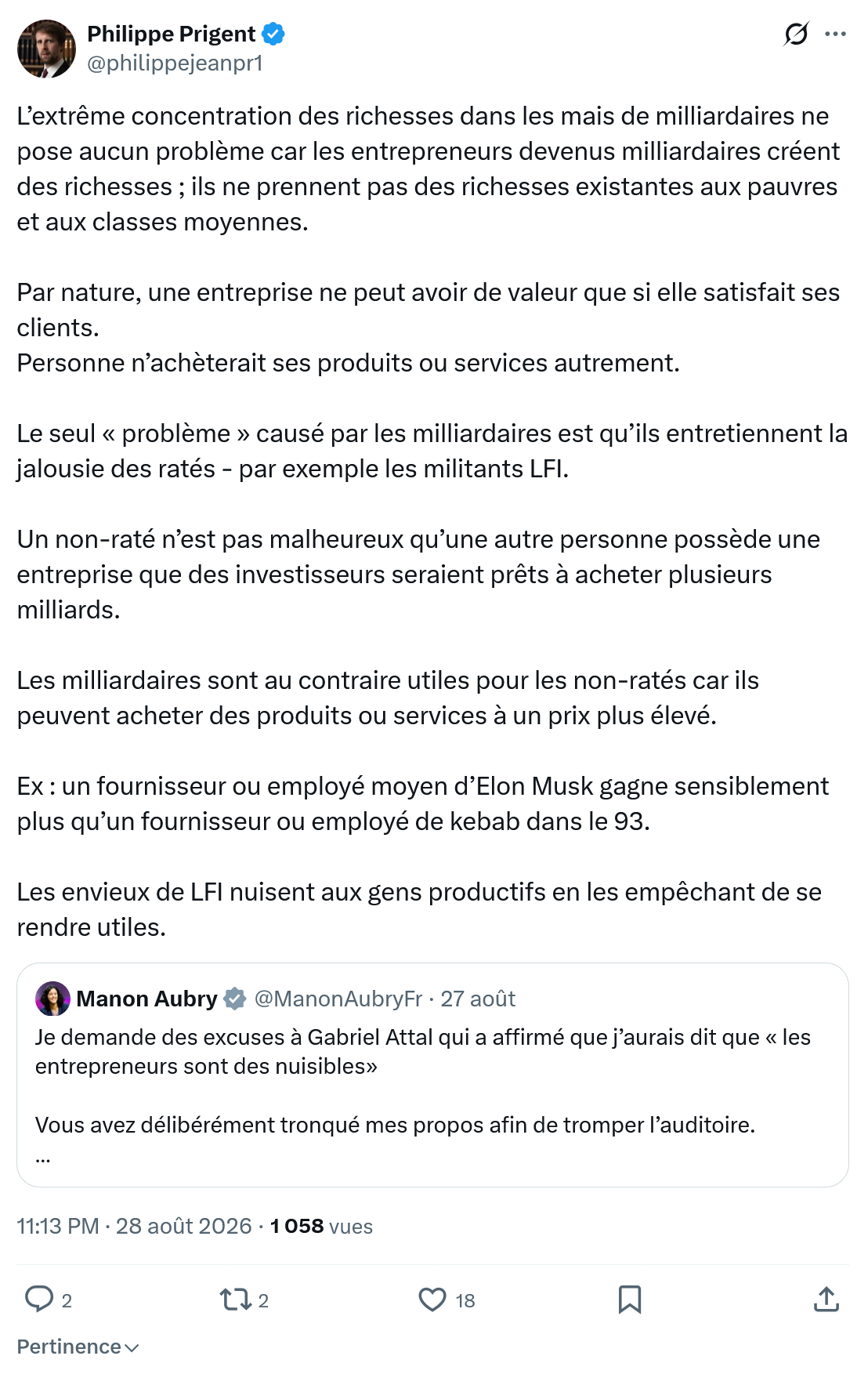 Philippe Prigent: L’extrême concentration des richesses...