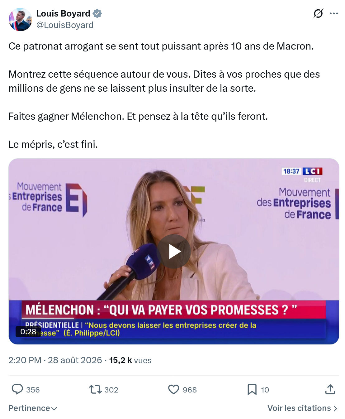 Louis Boyard: Ce patronat arrogant...