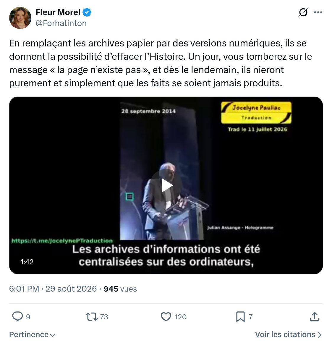 Fleur Morel: En remplaçant les archives papier...