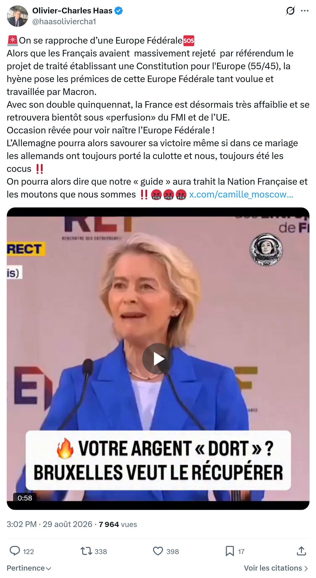 Olivier-Charles Haas: On se rapproche d’une Europe Fédérale...