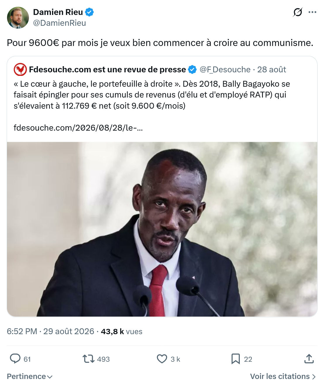Damien Rieu: Pour 9600€ par mois je veux bien...