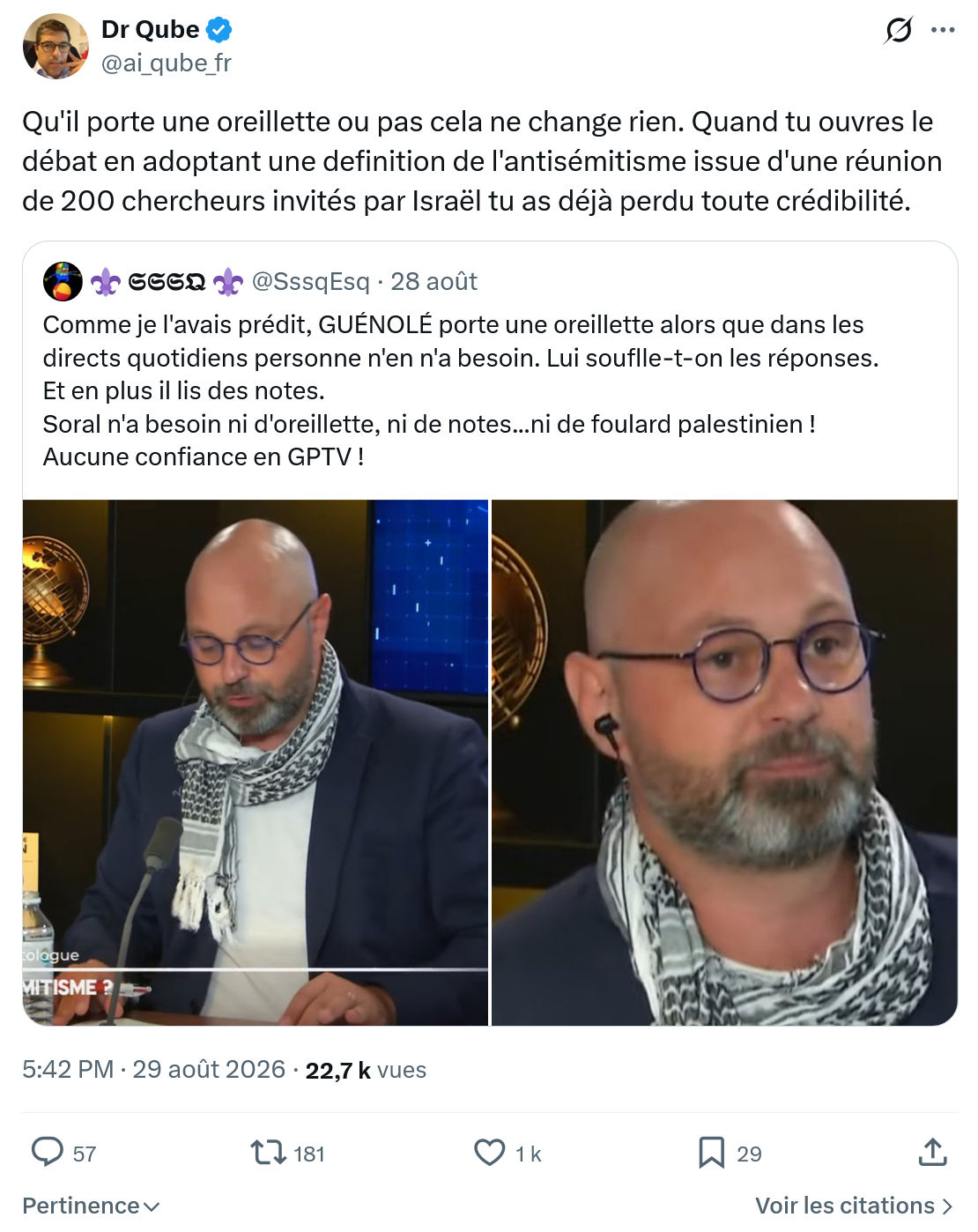 Dr Qube: Qu'il porte une oreillette...