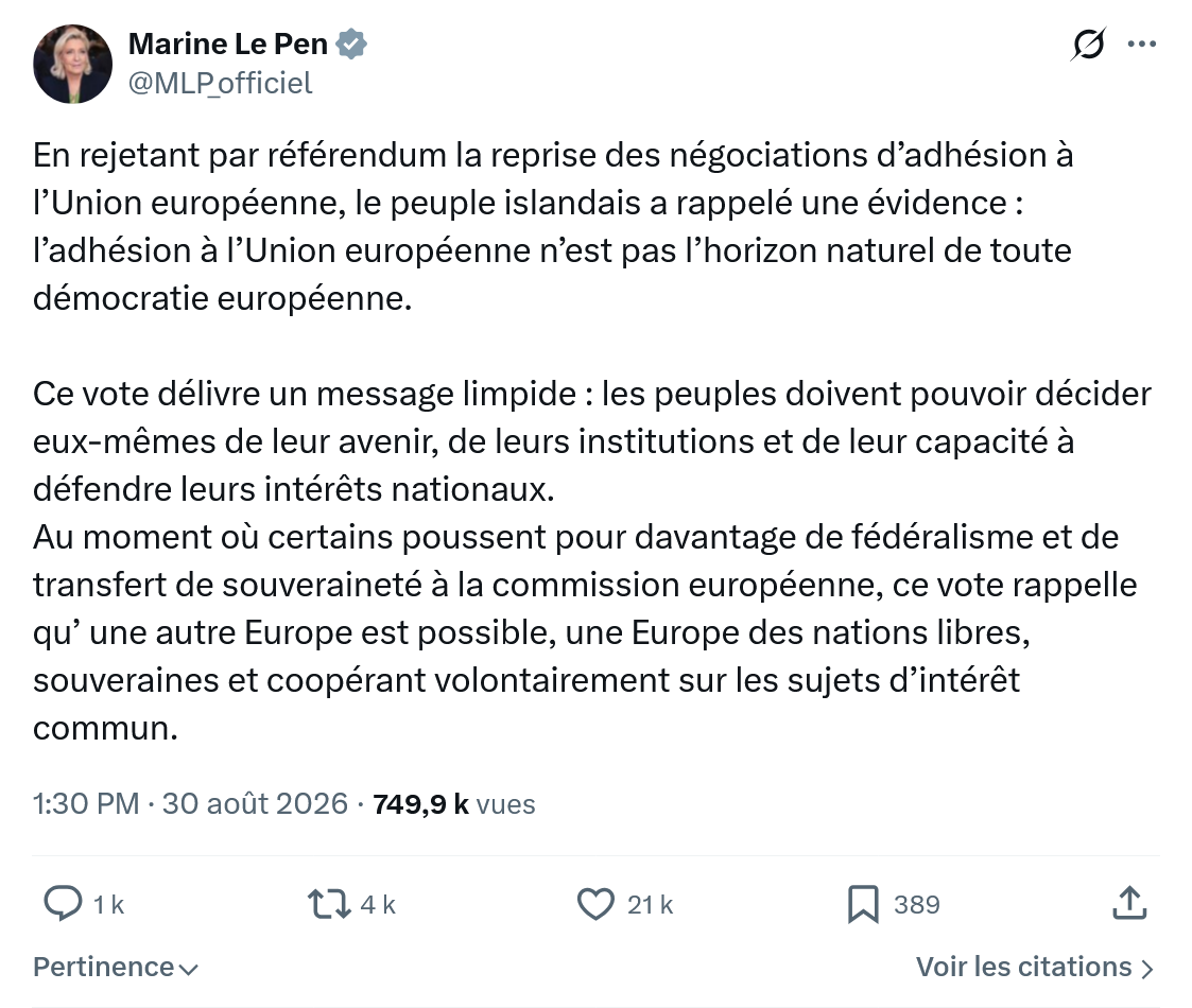 Marine Le Pen: En rejetant par référendum...