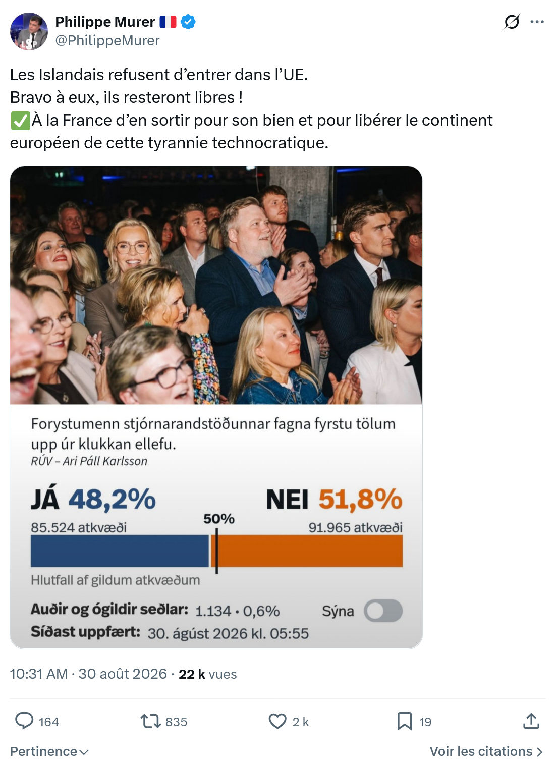 Philippe Murer: Les Islandais refusent d’entrer dans l’UE...