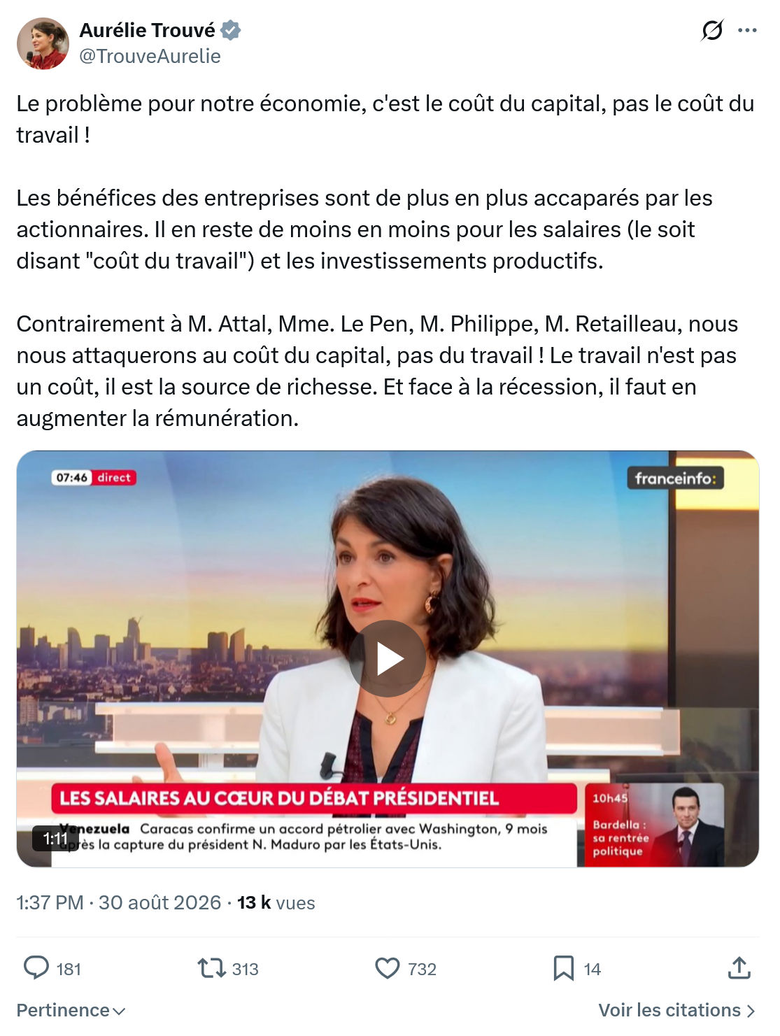 Aurélie Trouvé: Le problème pour notre économie...
