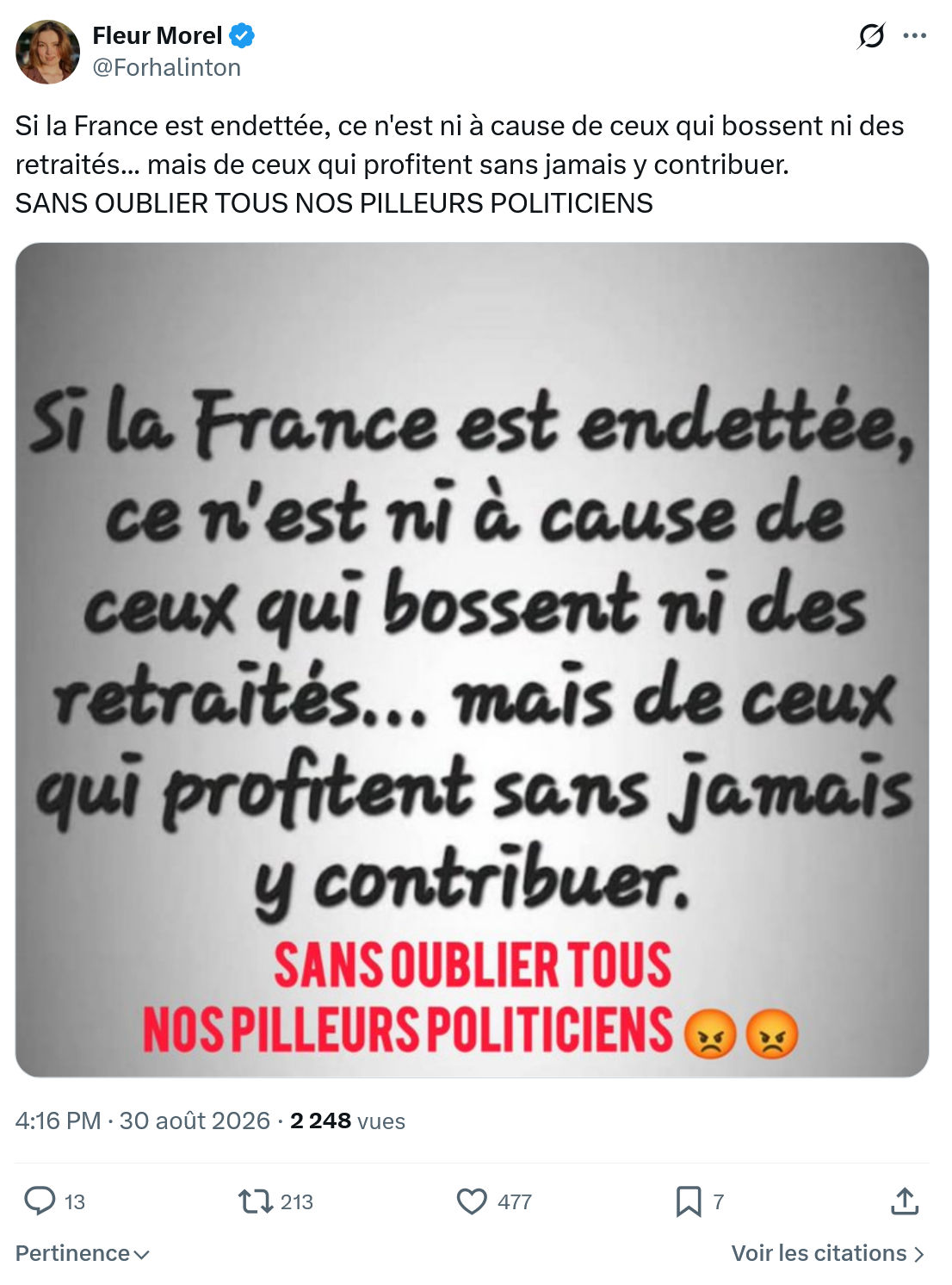 Fleur Morel: Si la France est endettée...