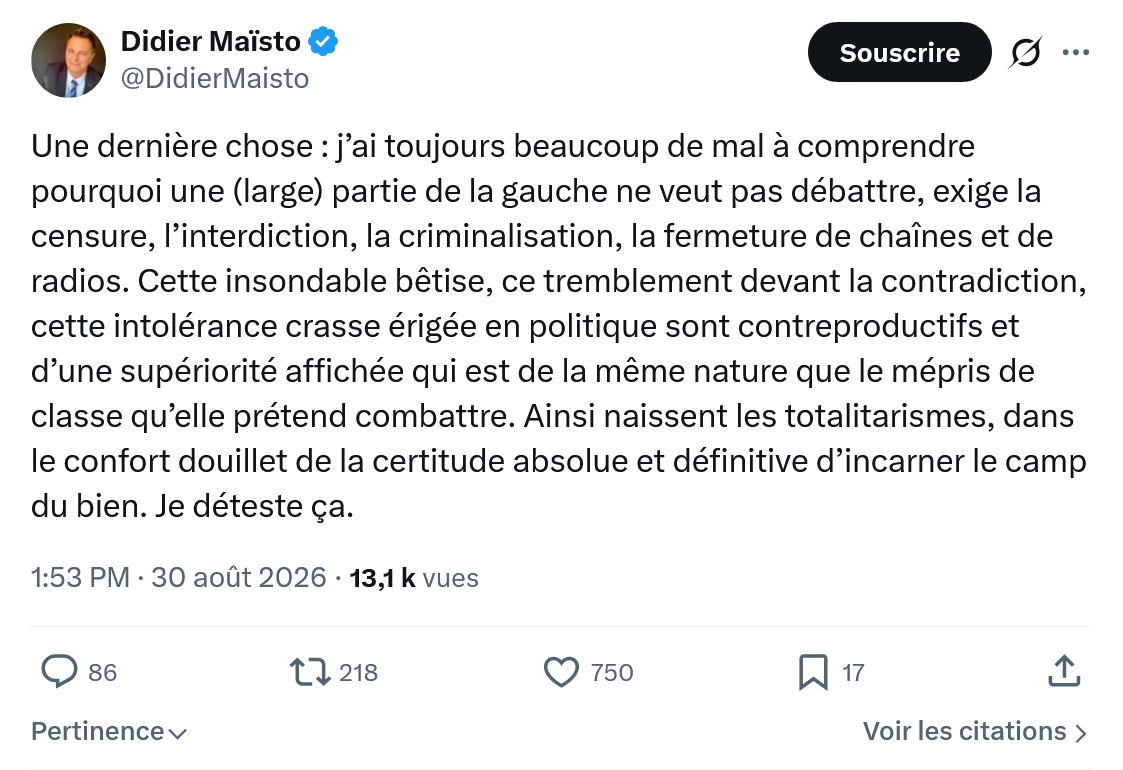 Didier Maïsto: Une dernière chose : j’ai toujours...