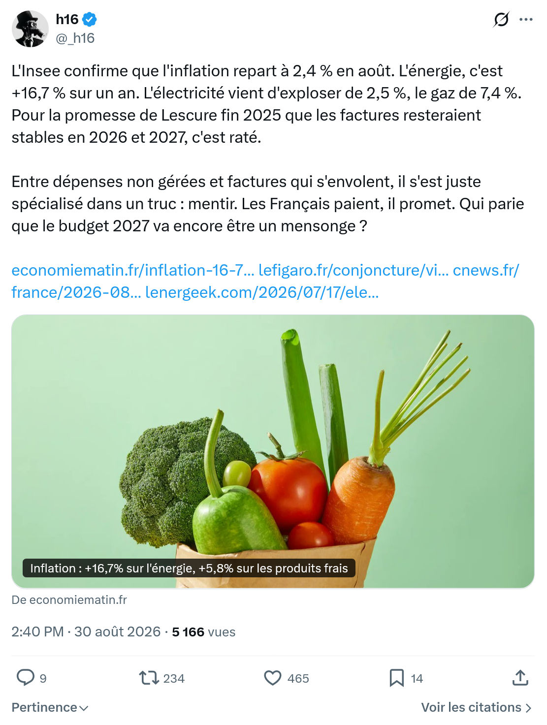 h16: L'Insee confirme que l'inflation...