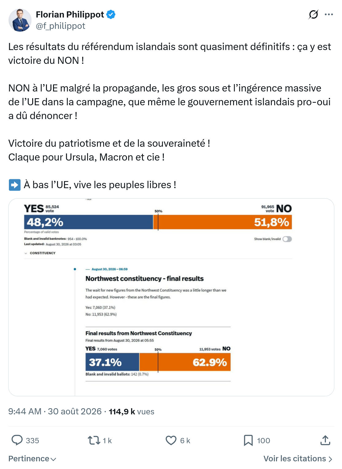 Florian Philippot: Les résultats du référendum...
