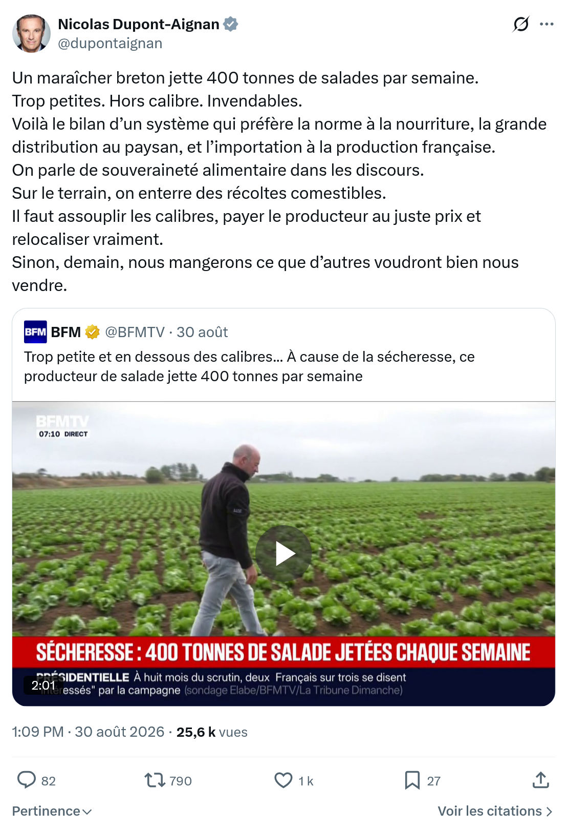 Nicolas Dupont-Aignan: Un maraîcher breton...