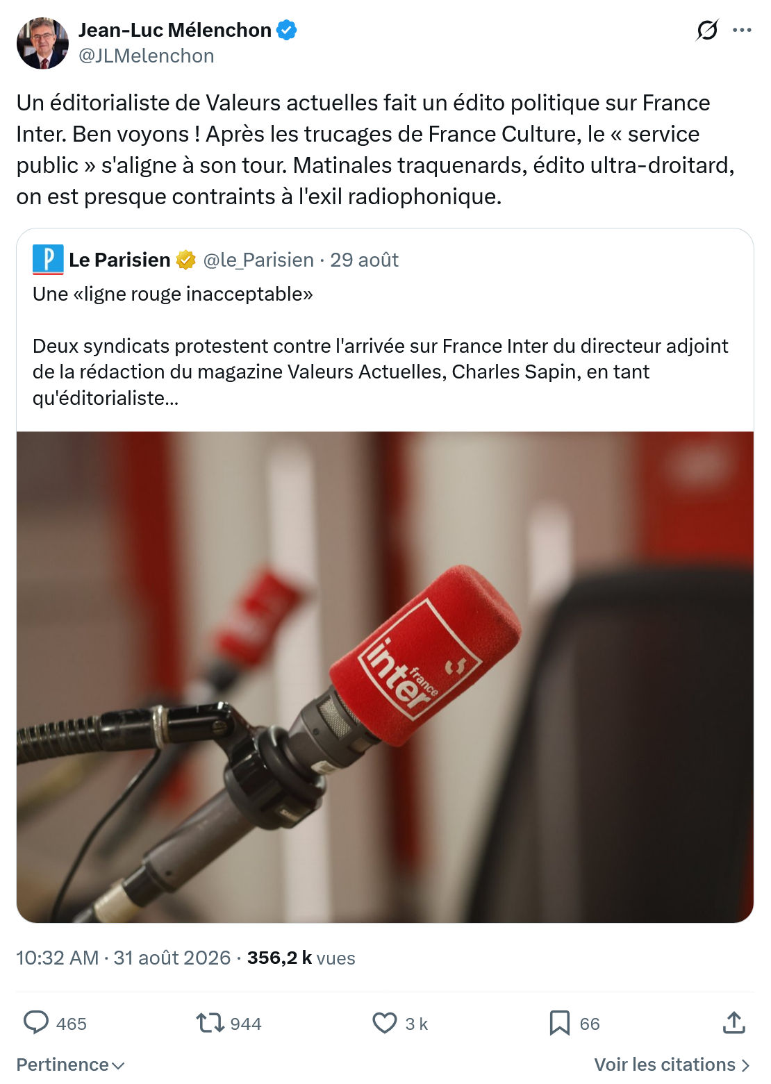 Jean-Luc Mélenchon: Un éditorialiste de Valeurs actuelles...