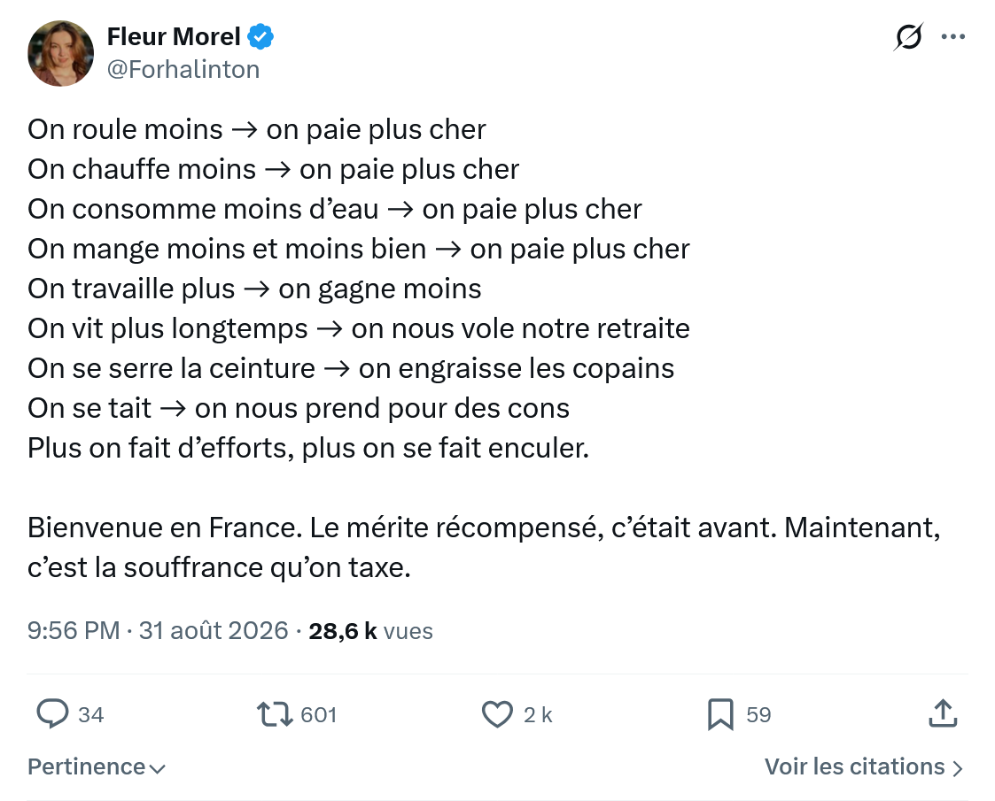 Fleur Morel: On roule moins → on paie plus cher...