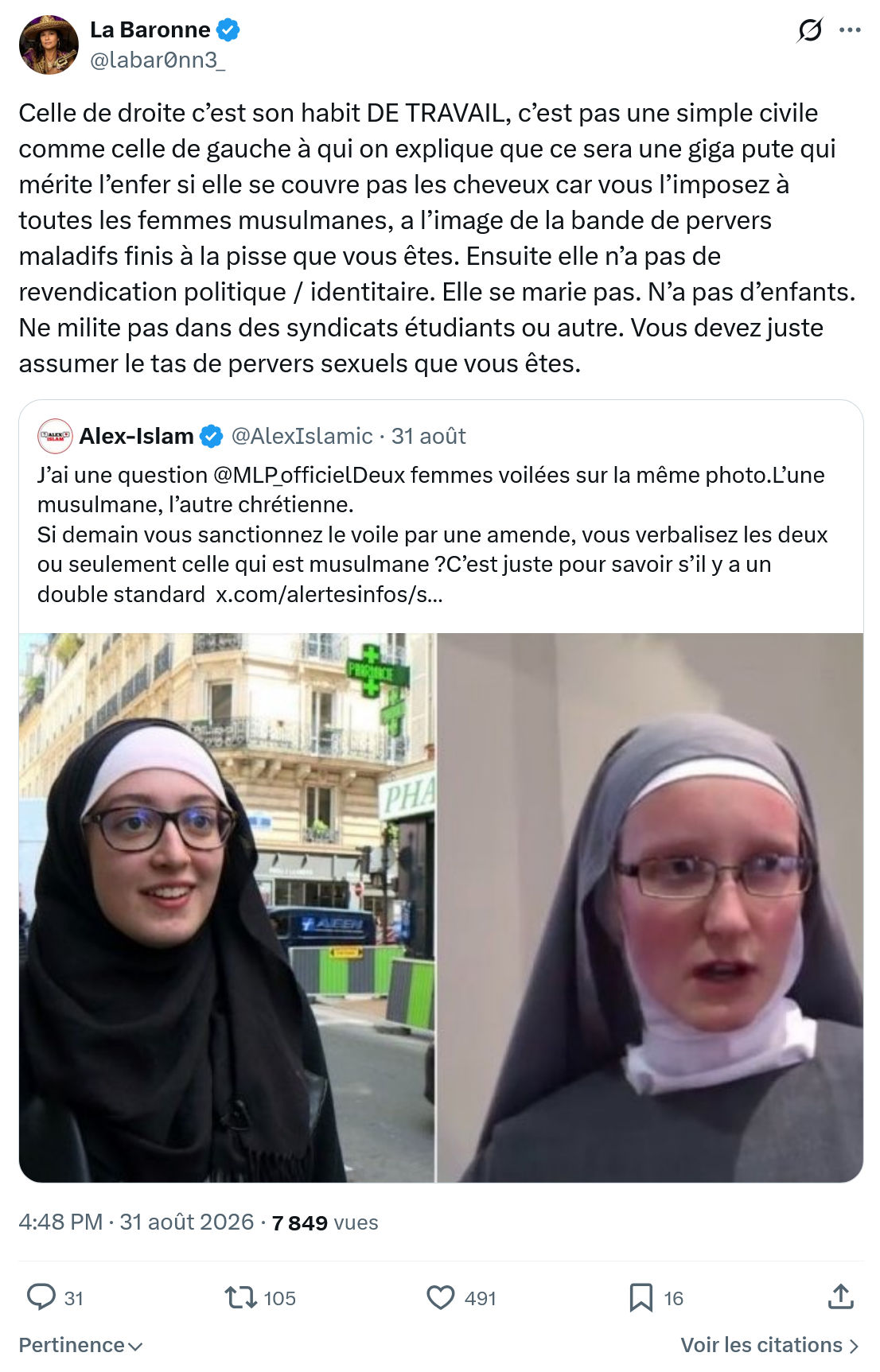 La Baronne: Celle de droite c’est son habit DE TRAVAIL...