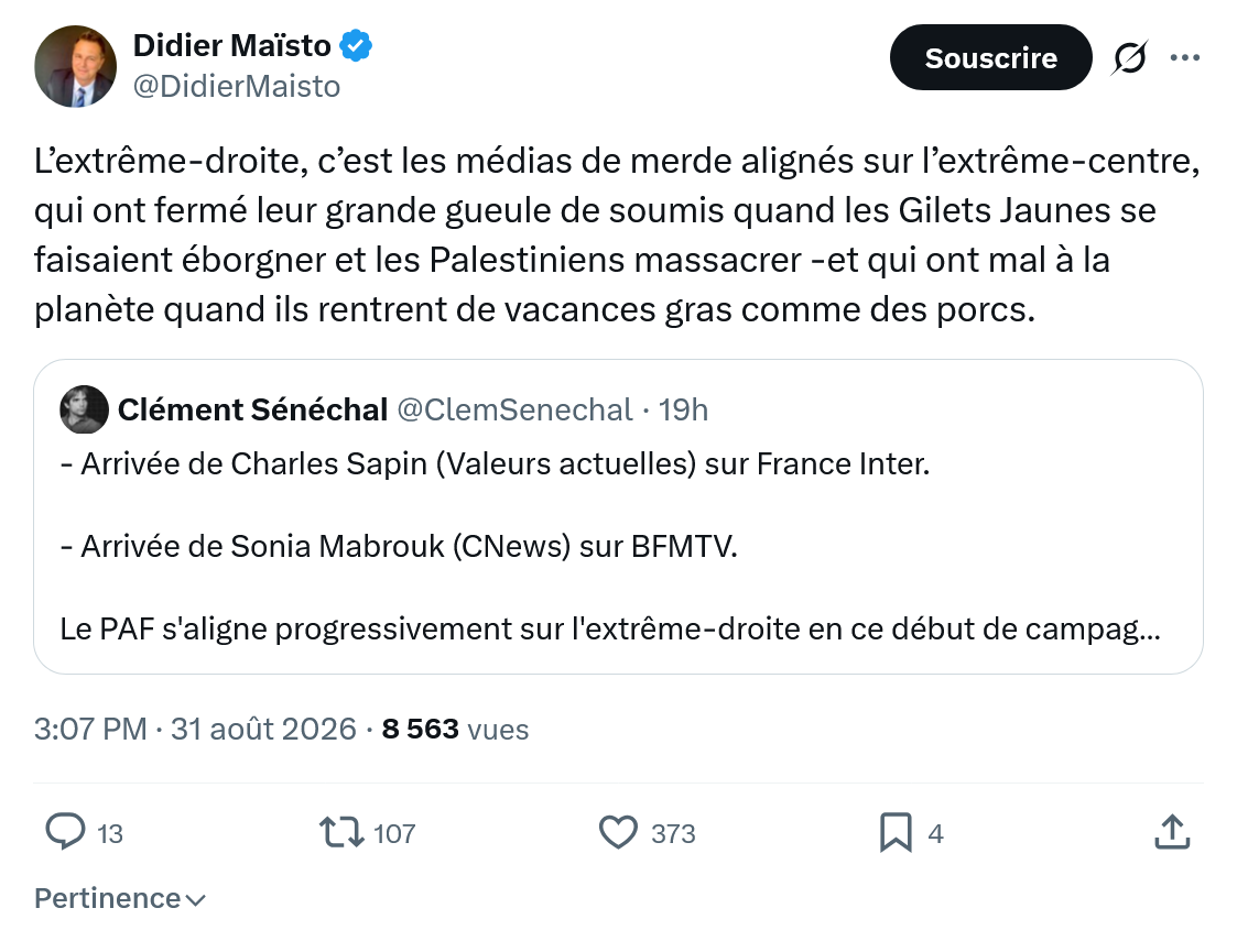Didier Maïsto: L’extrême-droite, c’est les médias...