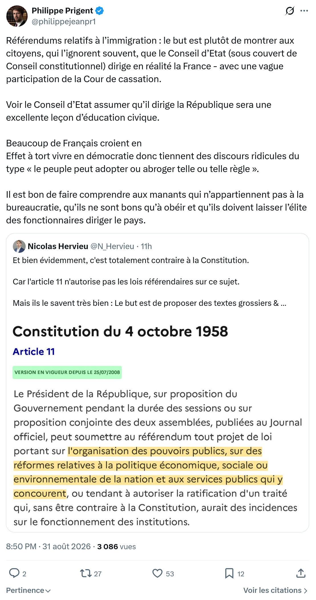 Philippe Prigent: Référendums relatifs à l’immigration...