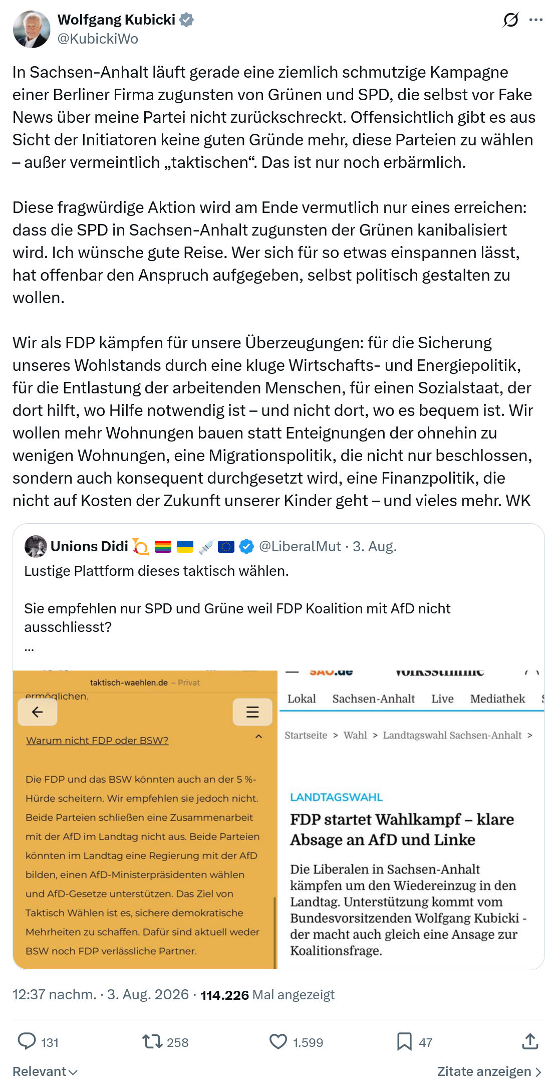 Wolfgang Kubicki: In Sachsen-Anhalt läuft gerade...