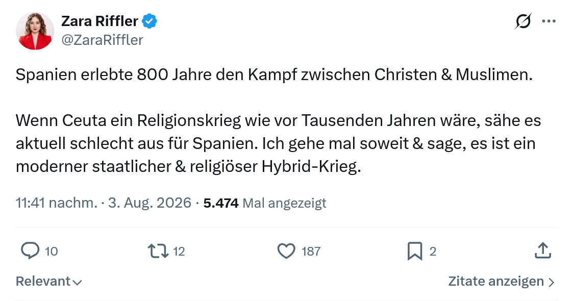 Zara Riffler: Spanien erlebte 800 Jahre...