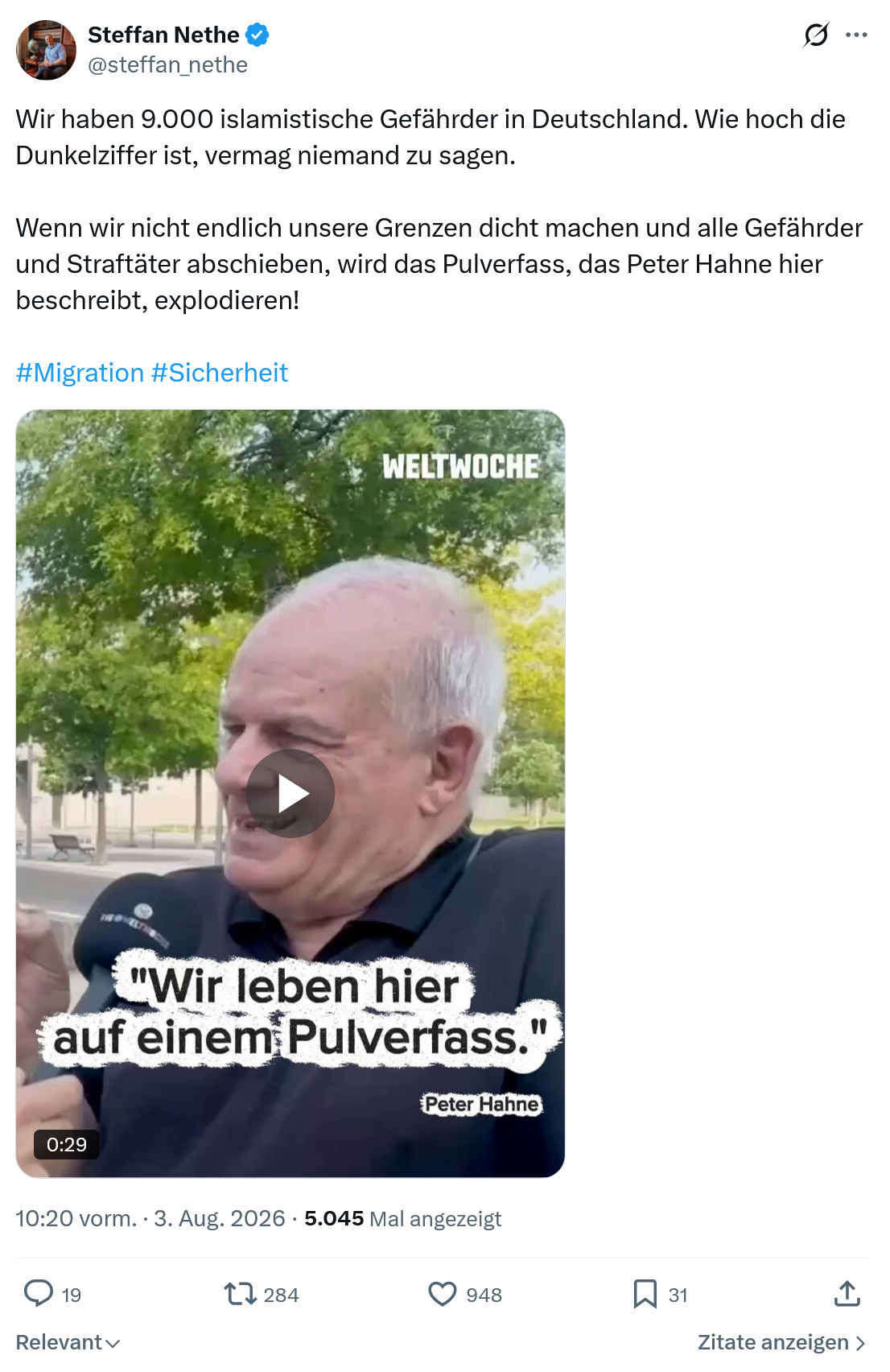 Steffan Nethe: Wir haben 9.000 islamistische Gefährder...