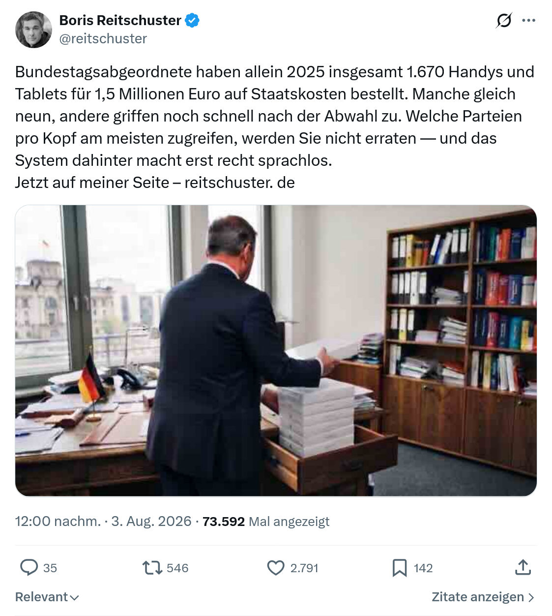 Boris Reitschuster: Bundestagsabgeordnete haben...