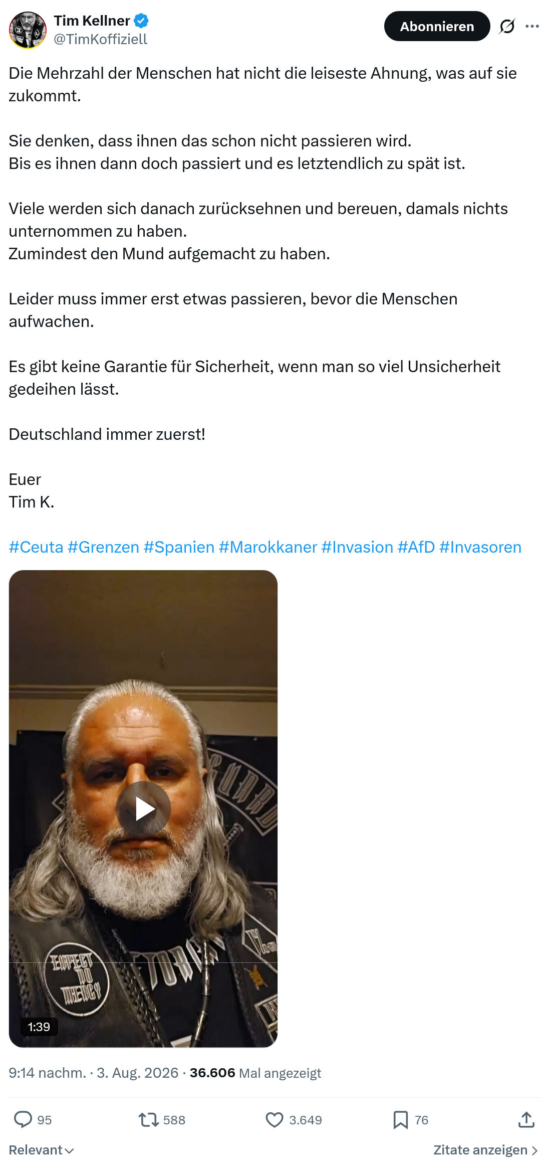 Tim Kellner: Die Mehrzahl der Menschen...