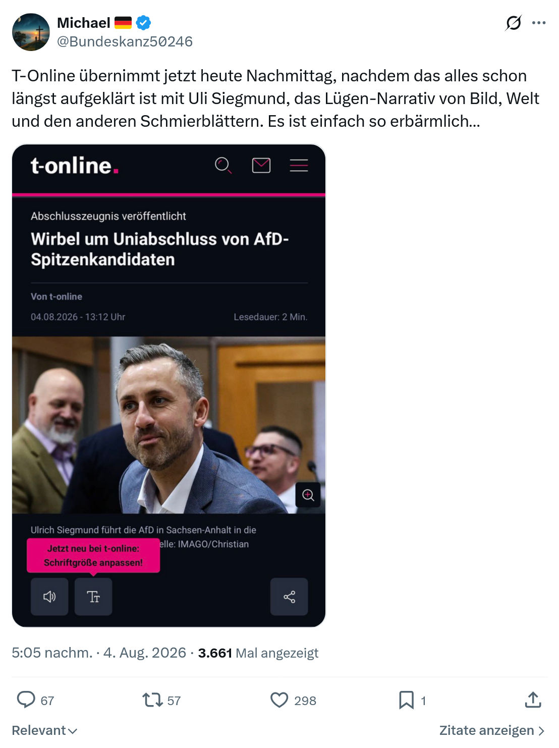 Michael: T-Online übernimmt jetzt heute Nachmittag...