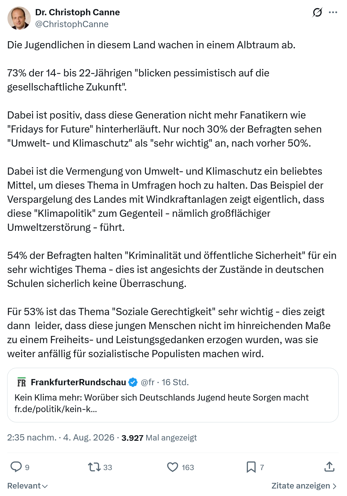 Christoph Canne: Die Jugendlichen in diesem Land...