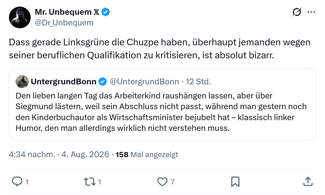 Mr. Unbequem: Dass gerade Linksgrüne...