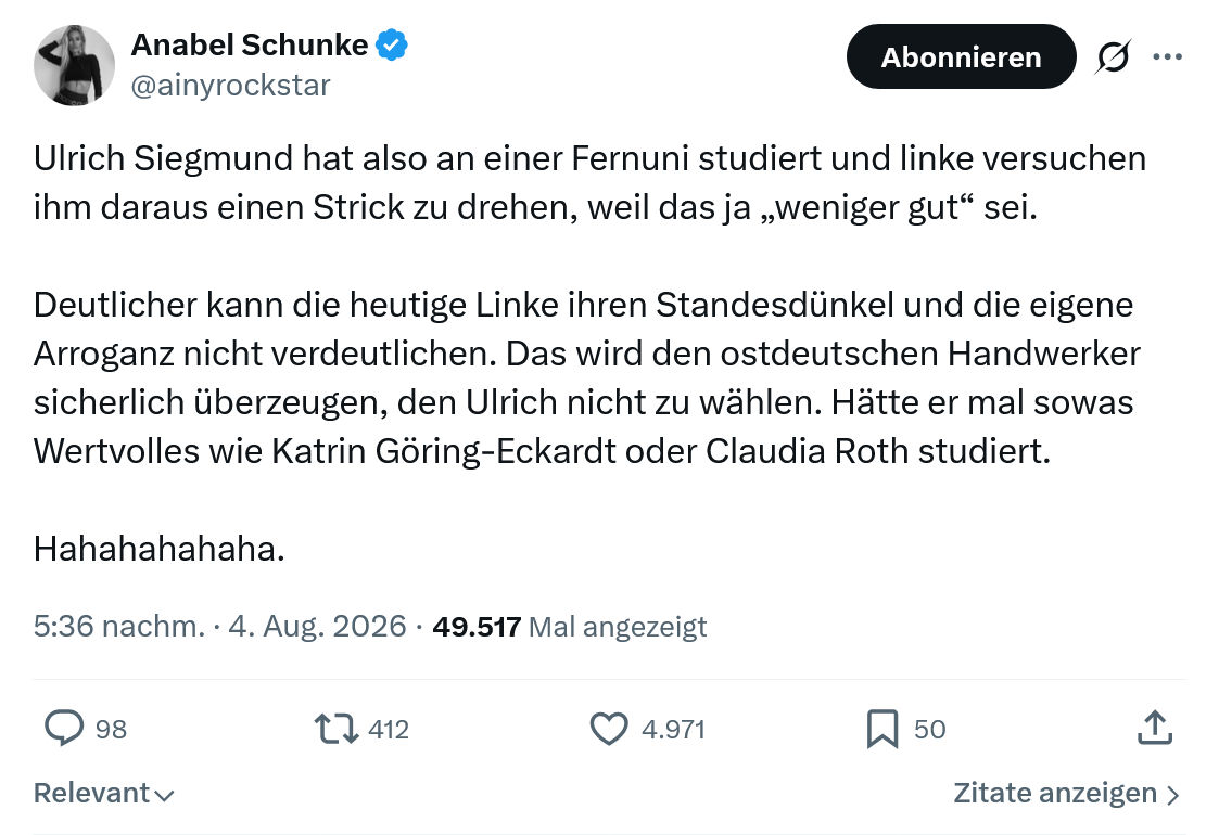 Anabel Schunke: Ulrich Siegmund hat also...