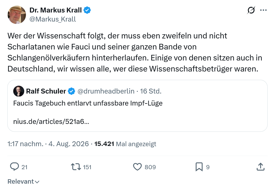 Markus Krall: Wer der Wissenschaft folgt...