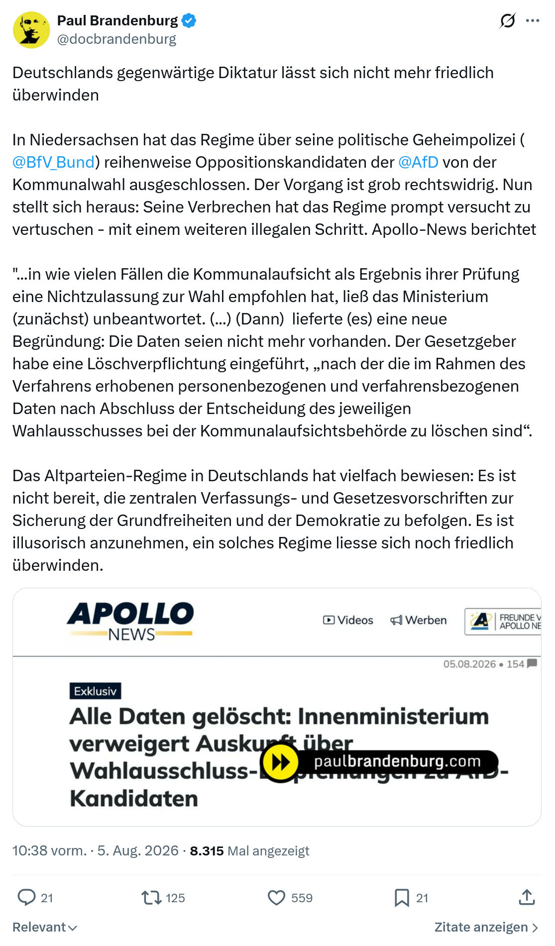 Paul Brandenburg: Deutschlands gegenwärtige Diktatur...